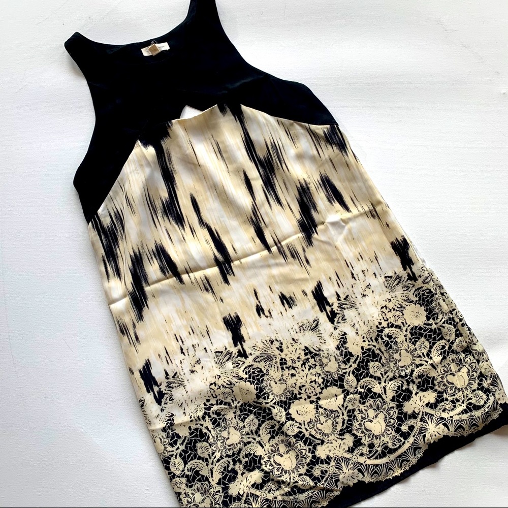 Anthro Silence + Noise black & cream lace print S